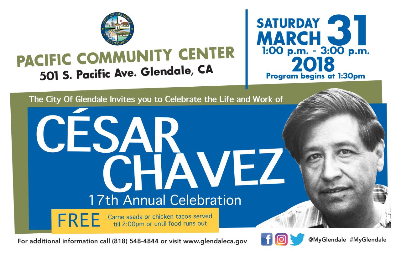 Cesar Chavez save the date card 2018