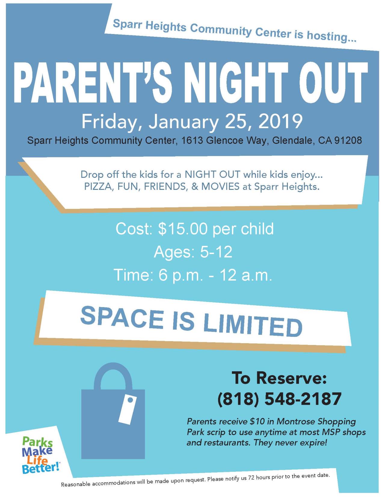 Parents night Out Sparr Heights January