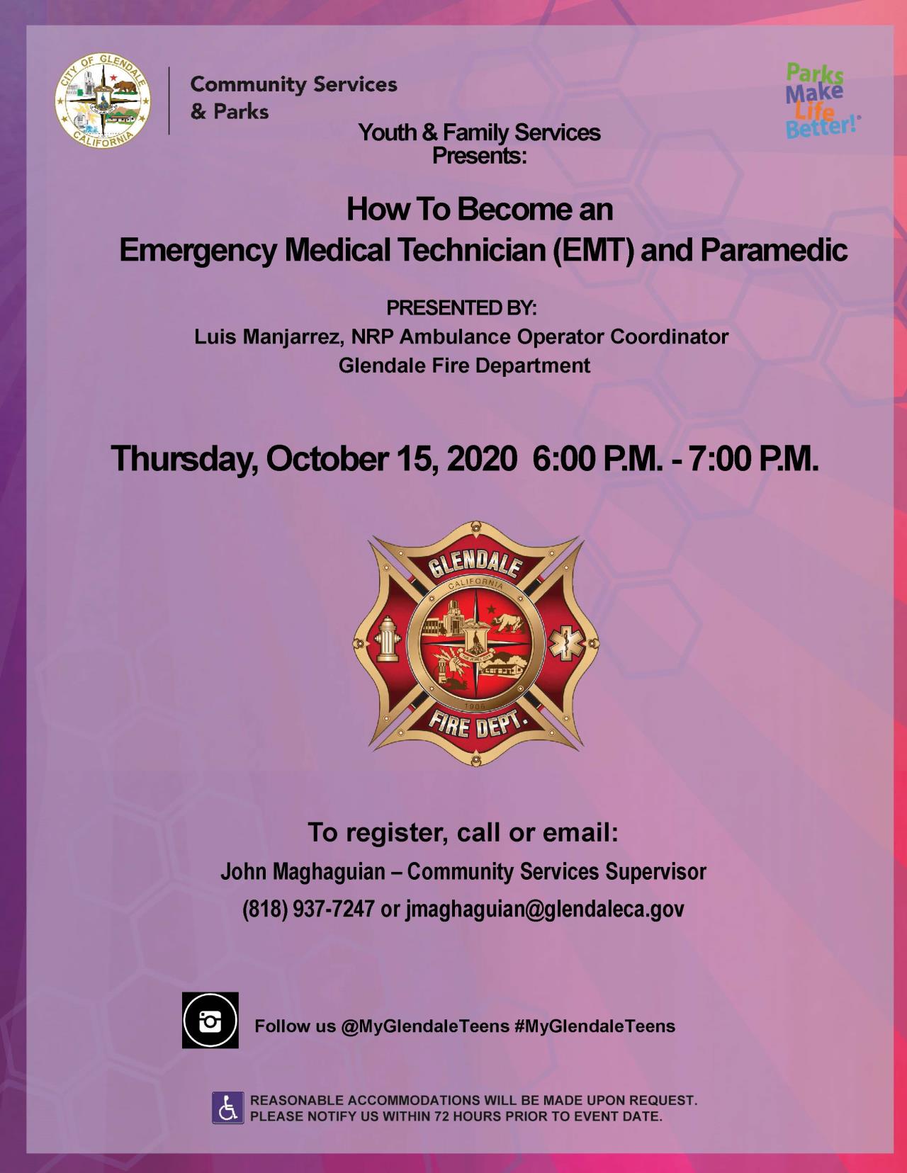 Virtual Teen Night Out Presents How to Become an Emergency Medical Technician (EMT) and Paramedic