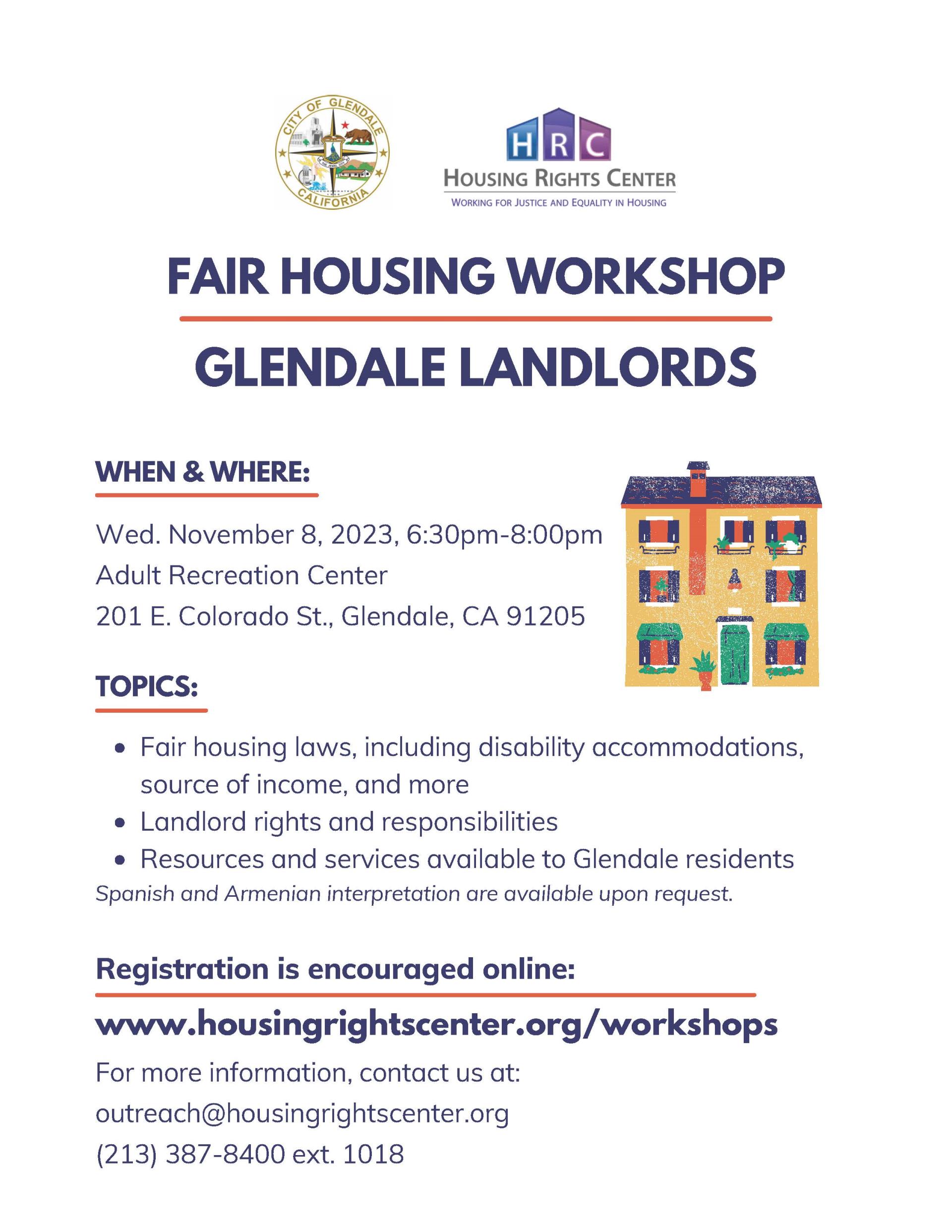 Glendale Landlords Fair Housing Workshop Flyer (English) (002)