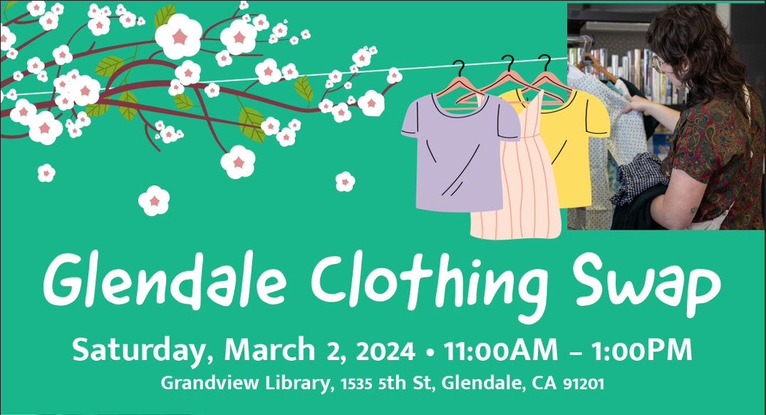 Clothing Swap March 2024 Banner grandview library