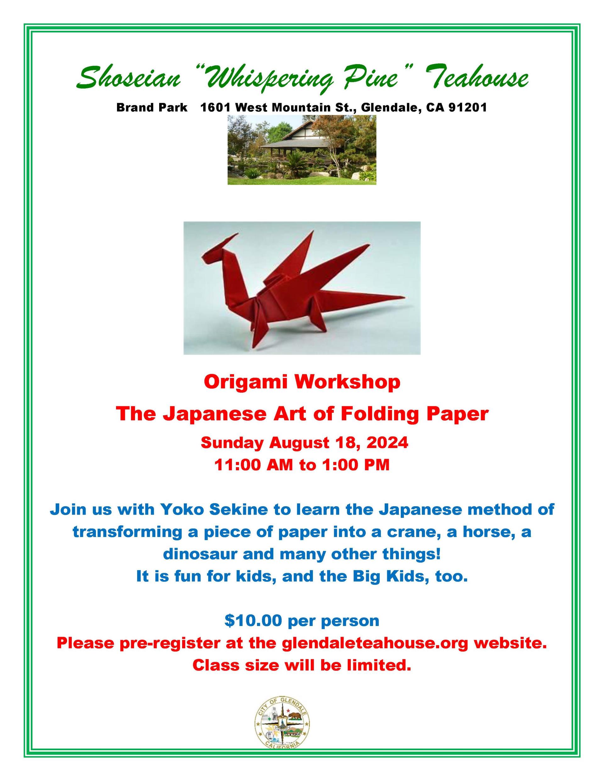 Shoseian Origami Workshop - Aug 18 2024