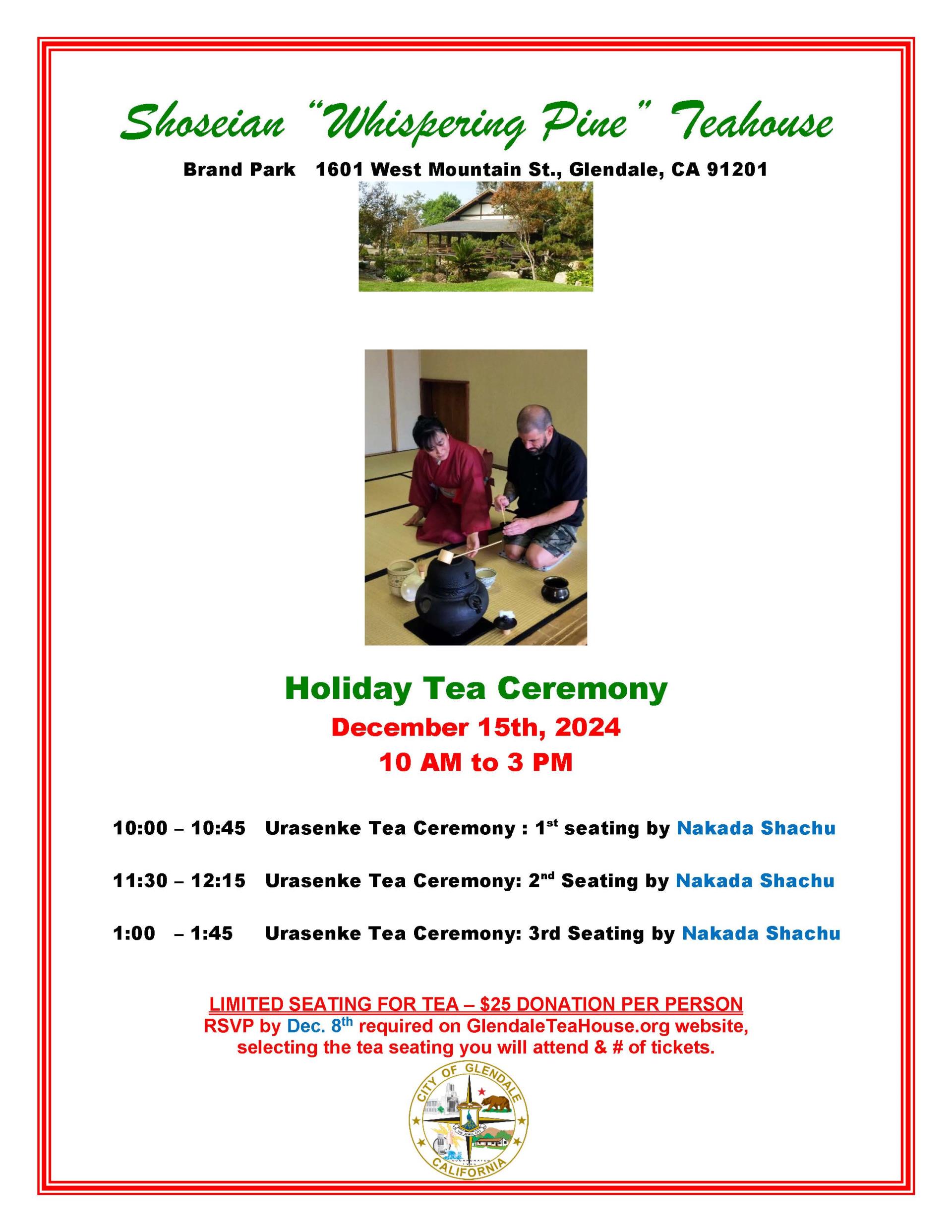 Shoseian Teahouse Holiday Tea flyer 12-15-2024 V1